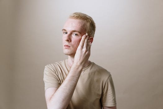 Portrait of a young man using a skincare product for a fresh and hydrated face indoors.
